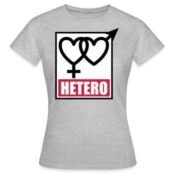 04 HETERO Herzen Liebe Love Heterosexuell - Frauen T-Shirt - Grau meliert - Vorne - AI Model Female 172 dark (172cm)