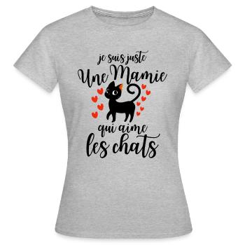 Mamie qui aime les chats - T-shirt Femme - gris chiné - Devant - AI Model Female 172 dark (172cm)