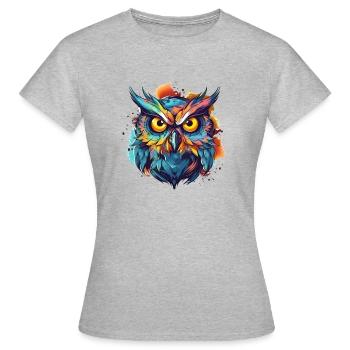 Hibou coloré dans un style de dessin animé boho indie - T-shirt Femme - gris chiné - Devant - AI Model Female 172 dark (172cm)