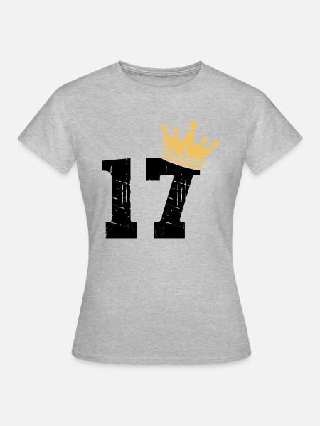 17 Krone 17. Geburtstag 17 Jahre - Dame-T-shirt - grå meleret