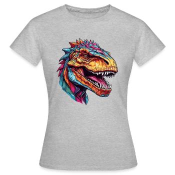 Tyrannosaure coloré - T-shirt Femme - gris chiné - Devant - AI Model Female 172 dark (172cm)