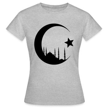 Halbmond mit Moschee - Frauen T-Shirt - Grau meliert - Vorne - AI Model Female 172 dark (172cm)