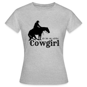 Ich bin ein echtes Cow-girl - Frauen T-Shirt - Grau meliert - Vorne - AI Model Female 172 dark (172cm)