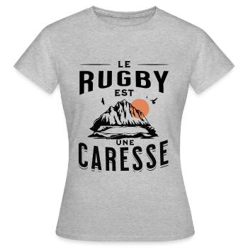 le rugby est une caresse - T-shirt Femme - gris chiné - Devant - AI Model Female 172 dark (172cm)
