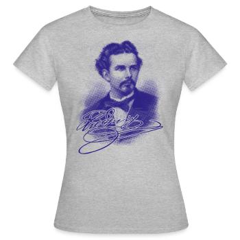 Da Kini - blaue Edition - Frauen T-Shirt - Grau meliert - Vorne - AI Model Female 172 dark (172cm)