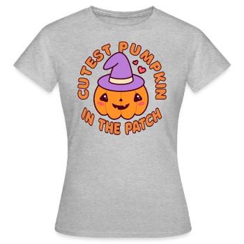 Citrouille la plus mignonne d’Halloween dans le patch - T-shirt Femme - gris chiné - Devant - AI Model Female 172 dark (172cm)