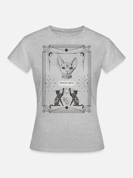 MYSTIC CATS TAROT - Frauen T-Shirt - Grau meliert