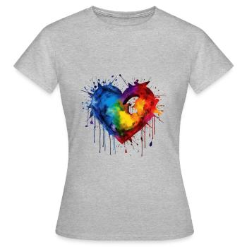 Pride Love Heart - Frauen T-Shirt - Grau meliert - Vorne - AI Model Female 172 dark (172cm)