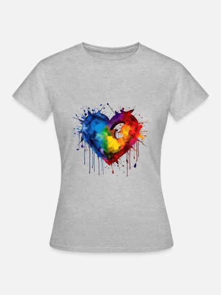 Pride Love Heart - Frauen T-Shirt - Grau meliert