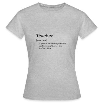 TEACHER - Frauen T-Shirt - Grau meliert - Vorne - AI Model Female 172 dark (172cm)