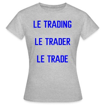 t shirt trading trader trade bleu cadeau forex - T-shirt Femme - gris chiné - Devant - AI Model Female 172 dark (172cm)