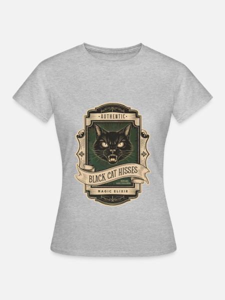Retro Label Shirt 2. / Black Cat - Frauen T-Shirt - Grau meliert