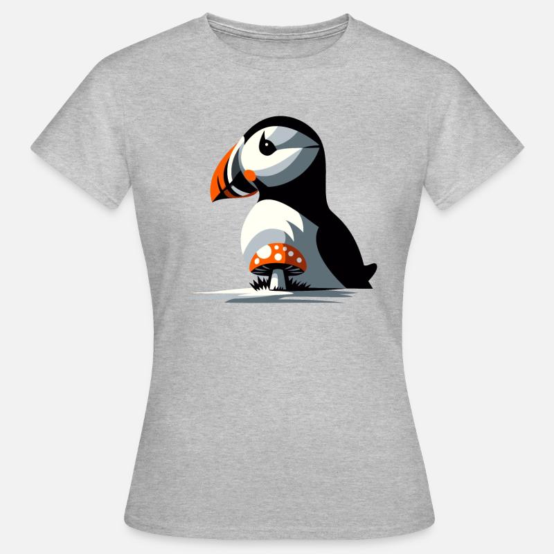 Puffin and toadstool - Women's T-Shirt - heather grey