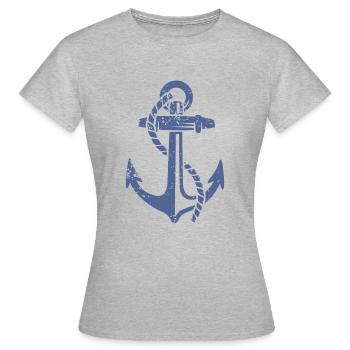 Anker Seemann Seefahrt Schifffahrt - Frauen T-Shirt - Grau meliert - Vorne - AI Model Female 172 dark (172cm)
