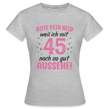 45. Geburtstag 45 Jahre Geburtstagsgeschenk Frauen - Frauen T-Shirt - Grau meliert - Vorne - AI Model Female 172 dark (172cm)
