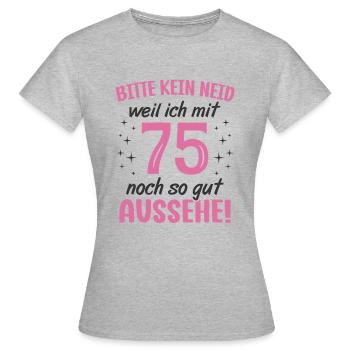 75. Geburtstag 75 Jahre Geburtstagsgeschenk Frauen - Frauen T-Shirt - Grau meliert - Vorne - AI Model Female 172 dark (172cm)