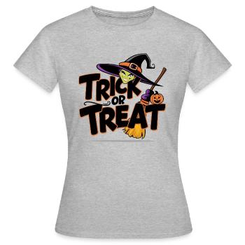 Sorcière d’Halloween Trick Or Treat - T-shirt Femme - gris chiné - Devant - AI Model Female 172 dark (172cm)
