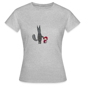 Le loup et le petit chaperon rouge - T-shirt Femme - gris chiné - Devant - AI Model Female 172 dark (172cm)