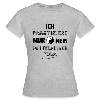 mittelfinger yoga - Frauen T-Shirt - Grau meliert - Vorne - AI Model Female 172 dark (172cm)