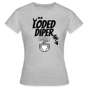 Loaded Diper Mit Diper Design Und Geruch - Frauen T-Shirt - Grau meliert - Vorne - AI Model Female 172 dark (172cm)