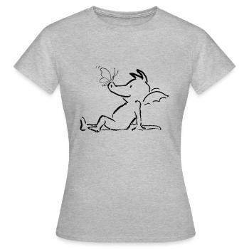 TABALUGA Mit Schmetterling Auf Der Nase - Frauen T-Shirt - Grau meliert - Vorne - AI Model Female 172 dark (172cm)