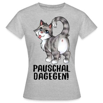 Paschal dagegen - Lustige freche Katze zeigt Popo - Frauen T-Shirt - Grau meliert - Vorne - AI Model Female 172 dark (172cm)