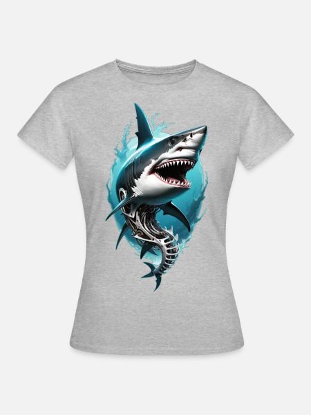 shark attack - Frauen T-Shirt - Grau meliert