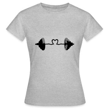 Hantel, Gewicht, Muskeln - Frauen T-Shirt - Grau meliert - Vorne - AI Model Female 172 dark (172cm)