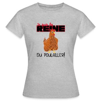 Je suis la reine du poulailler - T-shirt Femme - gris chiné - Devant - AI Model Female 172 dark (172cm)