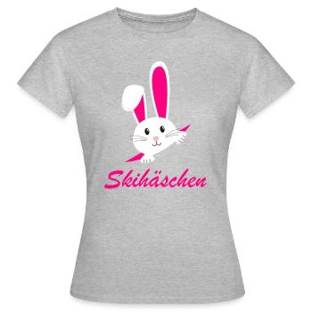 Skihase Skihäschen - Frauen T-Shirt - Grau meliert - Vorne - AI Model Female 172 dark (172cm)