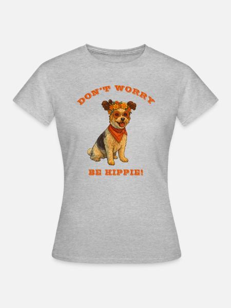 DON'T WORRY BE HIPPIE - Frauen T-Shirt - Grau meliert