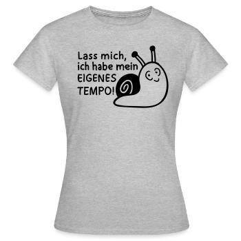 Mein Tempo - Schnecke 1 - Frauen T-Shirt - Grau meliert - Vorne - AI Model Female 172 dark (172cm)