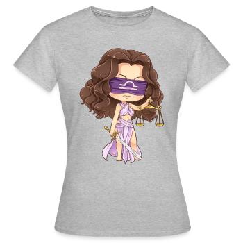 Cadeau de l'horoscope zodiacal Balance MOSBIES - T-shirt Femme - gris chiné - Devant - AI Model Female 172 dark (172cm)