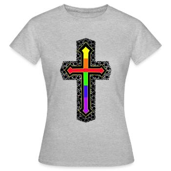 Kreuz Kreuze Kruzifx - Frauen T-Shirt - Grau meliert - Vorne - AI Model Female 172 dark (172cm)
