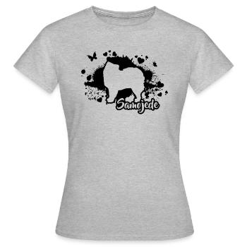 SAMOJEDE Hunde Hund Rassehund Wilsigns - Frauen T-Shirt - Grau meliert - Vorne - AI Model Female 172 dark (172cm)