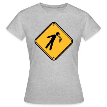 schild vorsicht hinweis kotzen uebergeben brechen - Frauen T-Shirt - Grau meliert - Vorne - AI Model Female 172 dark (172cm)