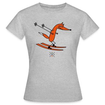 schlauer Skifahrer - Frauen T-Shirt - Grau meliert - Vorne - AI Model Female 172 dark (172cm)