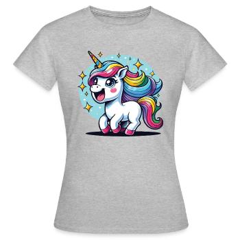 Licorne rayonnante – Magie de la licorne - T-shirt Femme - gris chiné - Devant - AI Model Female 172 dark (172cm)