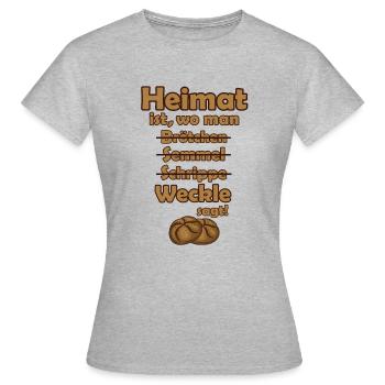 Accueil Weckle Allemagne Du Sud : La Fierté Des - T-shirt Femme - gris chiné - Devant - AI Model Female 172 dark (172cm)