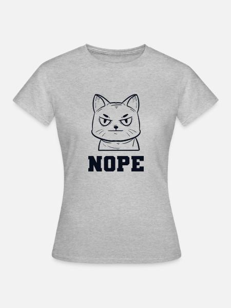 Nope Miezekatze Kätzchen Hauskatze - Frauen T-Shirt - Grau meliert