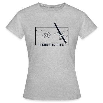 Michelangelo Création d'Adam Kendo Kata Kenjutsu - T-shirt Femme - gris chiné - Devant - AI Model Female 172 dark (172cm)