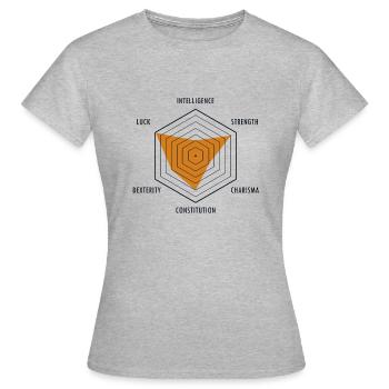 Stats du personnage PnP RPG Jeu de rôle Tabletop - T-shirt Femme - gris chiné - Devant - AI Model Female 172 dark (172cm)
