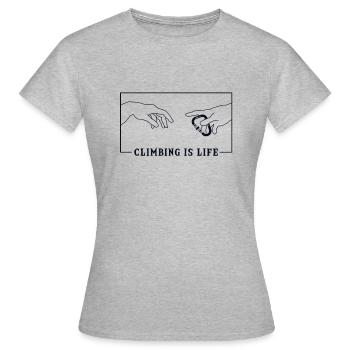 Michelangelo Création d'Adam Escalade Escaladeurs - T-shirt Femme - gris chiné - Devant - AI Model Female 172 dark (172cm)
