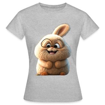 Lapin cartoon - T-shirt Femme - gris chiné - Devant - AI Model Female 172 dark (172cm)