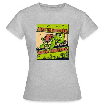 La vie est meilleure avec les tortues tortues aquatiques - T-shirt Femme - gris chiné - Devant - AI Model Female 172 dark (172cm)