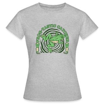 Frog Tastic Catcher Kaulquappe Laubfrosch Frosch - Frauen T-Shirt - Grau meliert - Vorne - AI Model Female 172 dark (172cm)