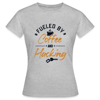 Alimenté par le café et le piratage du renifleur de phishing - T-shirt Femme - gris chiné - Devant - AI Model Female 172 dark (172cm)