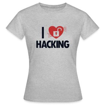 J’adore Hacking Phishing Sniffer Social - T-shirt Femme - gris chiné - Devant - AI Model Female 172 dark (172cm)