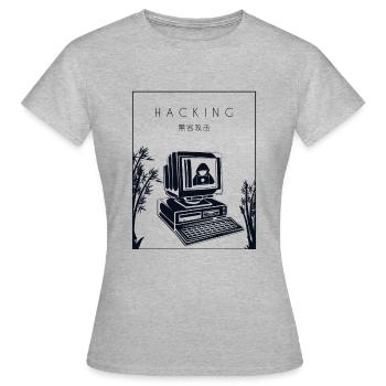 Hacking Chinese Hanzi Social Engineering Phishing - Frauen T-Shirt - Grau meliert - Vorne - AI Model Female 172 dark (172cm)