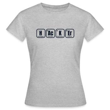 Hacker Tableau périodique des éléments Phishing - T-shirt Femme - gris chiné - Devant - AI Model Female 172 dark (172cm)